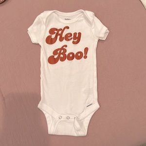 3-6 month Hey Boo! orange and white onesie